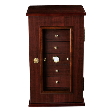 Charleston 7-Drawer Swing Door Cigar Humidor – Gloss Cherry – 210 Cigar Capacity