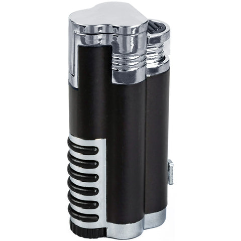 Cyclone Triple Flame Torch Lighter with Retractable Bullet Cutter – Black & Chrome