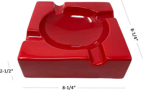 Prestige Import Group - Large Ceramic Contemporary Ashtray - High Gloss Red