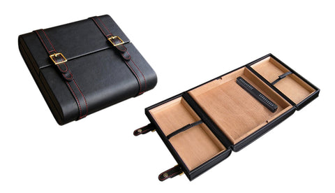 The Augustus Black Leather Travel Cigar Humidor – Holds up to 20 Cigars