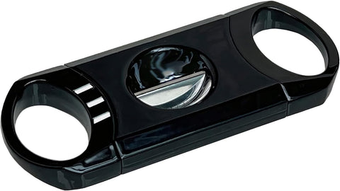 Metal Body V-Cut Cigar Cutter – High Gloss Black with Matte Silver Accents