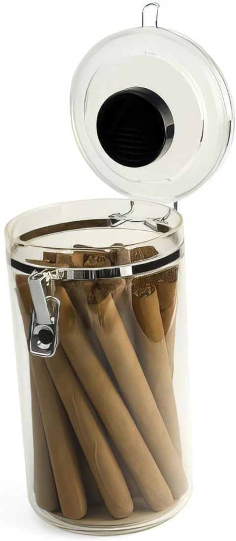 Acrylic Humidor Jar – 25 Count Capacity with Humidifier & Spanish Cedar Interior