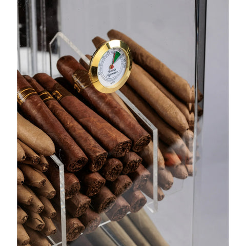 Franklin Acrylic Display Cigar Humidor with 6 Bins & Built-In Hygrometer – Holds Up to 150 Cigars