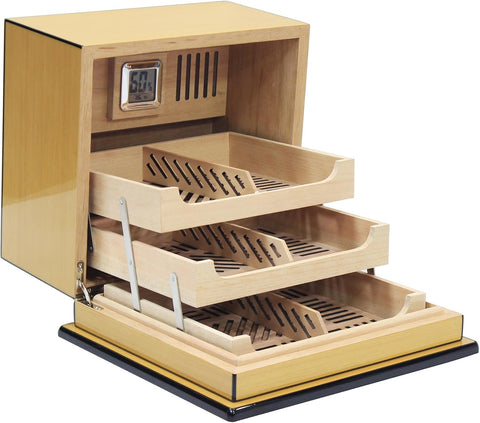 Elevate Multi-Tier Cigar Humidor – Pear Wood Finish – 150 Cigar Capacity