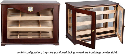 Marciano Large Dark Mahogany Countertop Cigar Humidor Display w/ Trays – Holds Up to 250 Cigars