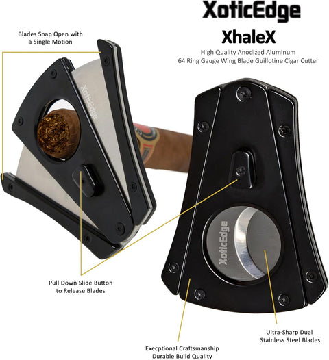 Premium Anodized Aluminum Wing Blade Guillotine Cigar Cutter – Black