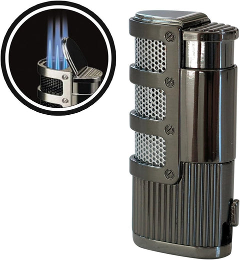 Triple Torch Punch Lighter – Gun Metal Mesh