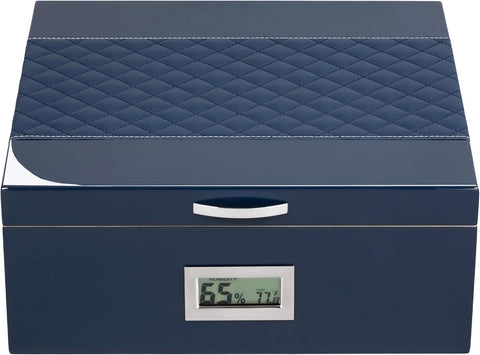 Hampton Royal Blue Leather & Lacquer Humidor – 200 Cigar Capacity