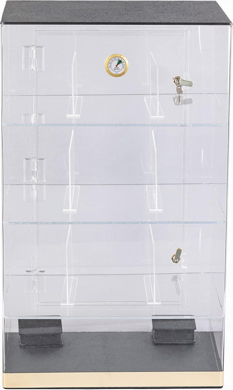 Acrylic Humidor Counter Display – Holds Up to 250 Cigars with Built-In Hygrometer