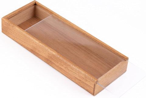 3-Cigar Wooden Promotional Box with Clear Acrylic Slide Top
