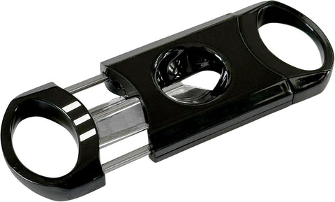 Metal Body V-Cut Cigar Cutter – High Gloss Black with Matte Silver Accents