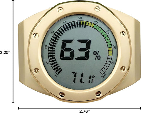 Prestige Watch-Style Digital Hygrometer & Thermometer – Gold