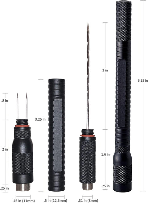 4-in-1 Cigar Draw Enhancer Tool with Twin Punch Cutters, Nubber & Bladed Needle – Black
