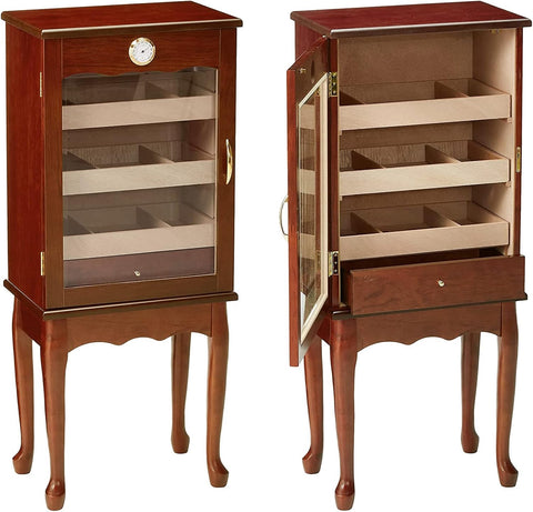 600 Ct. Bronze Mahogany Cigar Humidor Cabinet with Glass Door & Cedar Interior