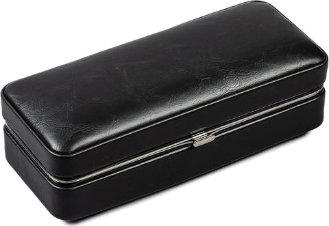 Luxury 3-Cigar Folding Leather Travel Case with Cutter – Black