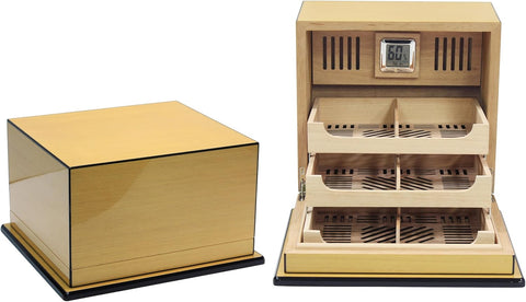 Elevate Multi-Tier Cigar Humidor – Pear Wood Finish – 150 Cigar Capacity