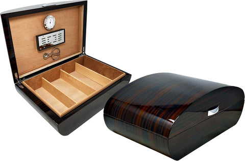 Waldorf Ebony Arc Top Cigar Humidor – 150 Cigar Capacity