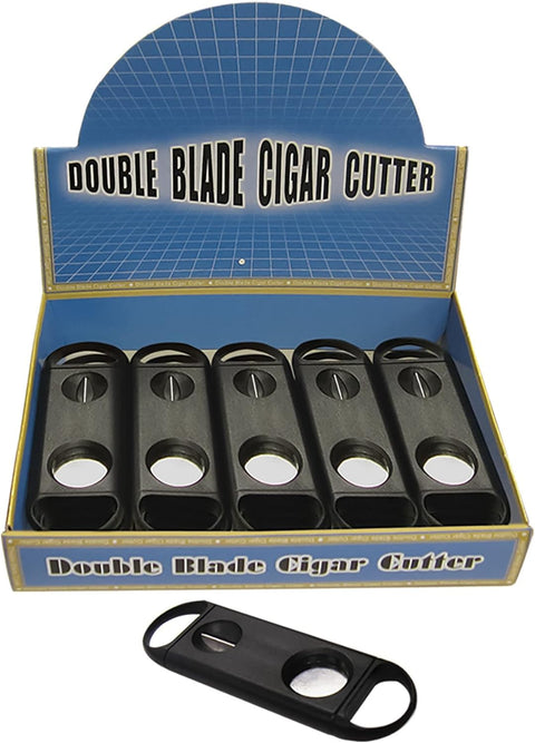 Guillotine & V-Cut Combo Cutter Display – 24 pcs – Black Plastic (56/52 Ring Gauge)