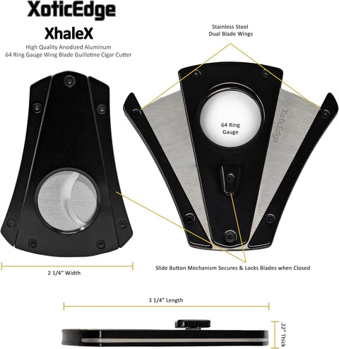 Premium Anodized Aluminum Wing Blade Guillotine Cigar Cutter – Black