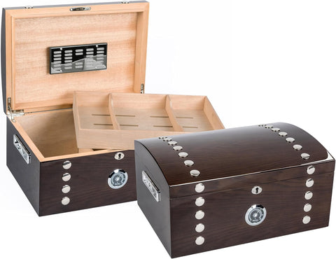 Montgomery Arch-Top Cigar Humidor – Dark Elm Finish – 150 Cigar Capacity