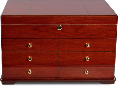 Landmark 300 Ct. Chest Style Cigar Humidor – High Gloss Cherry Finish