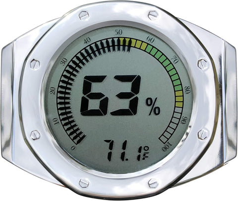 Watch-Style Digital Hygrometer (Silver) – Compact & Accurate Humidity and Temperature Monitor for Humidors