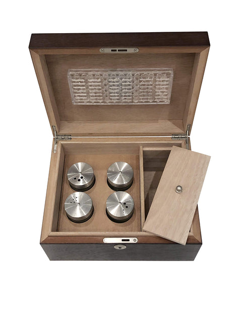 Stash Cachet Mahogany Humidor with 4 Glass Jars & Storage Compartment