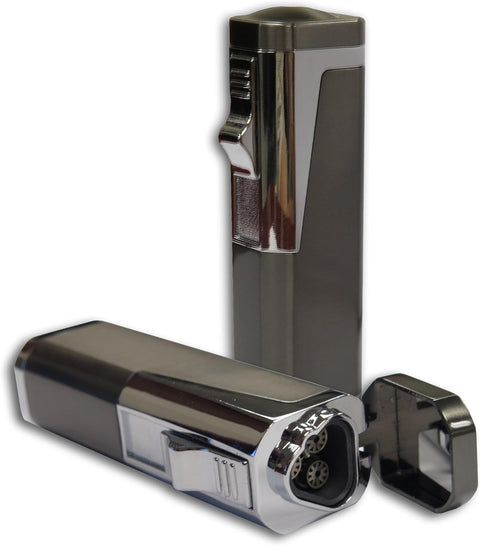 Typhoon Triple Flame Torch Lighter with Retractable Bullet Cutter – Gunmetal