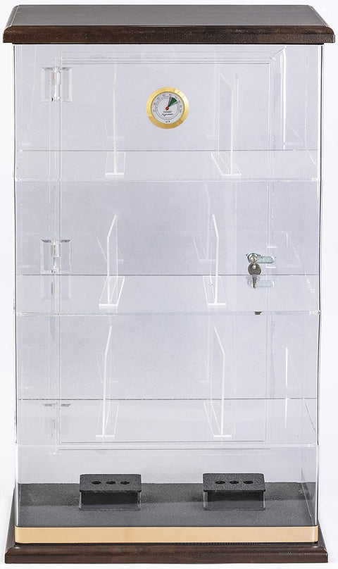 250 Ct. Acrylic & Wood Display Humidor – 9-Bin Retail Counter Humidor with Hygrometer