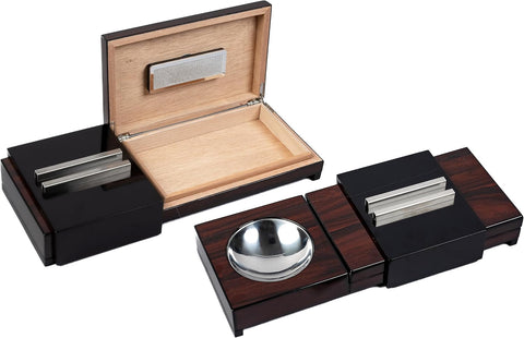 Prestige 2-in-1 Ashtray & Hidden Humidor – Brazilian Wood Finish