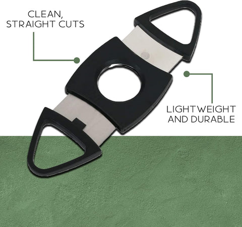 Black Guillotine Cigar Cutter – Set of 4 Double Blade Plastic Cutters (Fits Up to 52 Ring Gauge)