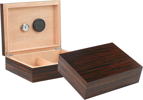 Vizcaya Exotic Ebony Wood Cigar Humidor – 25–40 Cigar Capacity