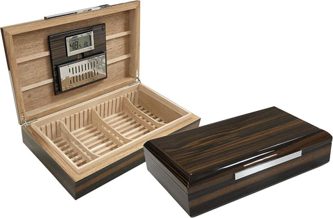 Vanderbilt 120 Ct. Ebony Lacquer Humidor with Slotted Divider System