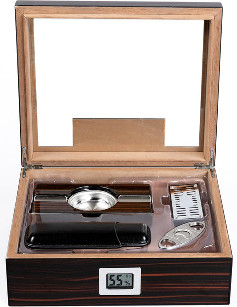 Kensington Cigar Humidor Gift Set – Holds Up to 75 Cigars
