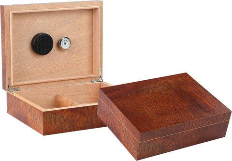 Vizcaya Makore Pommele Exotic Wood Cigar Humidor – Holds 25–40 Cigars