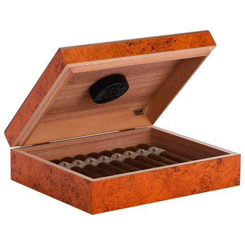 Chateau Burl Finish 20-Cigar Desktop Humidor