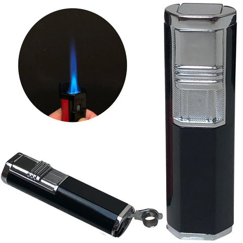 Apex Dual Flame Torch Lighter w/ Punch Cutter – Black/Chrome