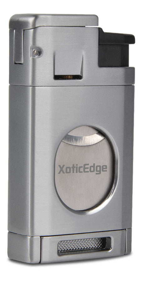 Aurora Triple Torch Lighter with Built-In Guillotine Cutter – Gray Finish