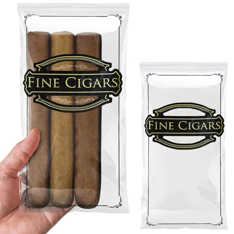 Fine Cigars" Zip Lock Cigar Bags – 5" x 10" (Point-of-Sale Packaging