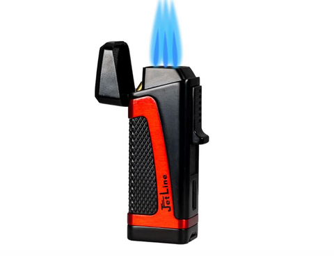 Hurricane II Triple Flame Dual-Action Cigar Torch Lighter – Red