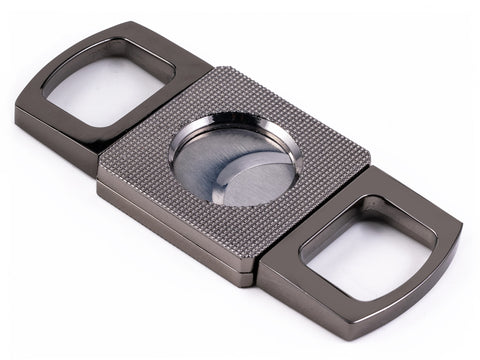 Gunmetal Precision Guillotine Cigar Cutter with Etched Body – Cuts up to 64 Ring Gauge