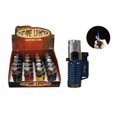 Triple Flame Torch Lighter Display – Box of 20 (Assorted Colors)