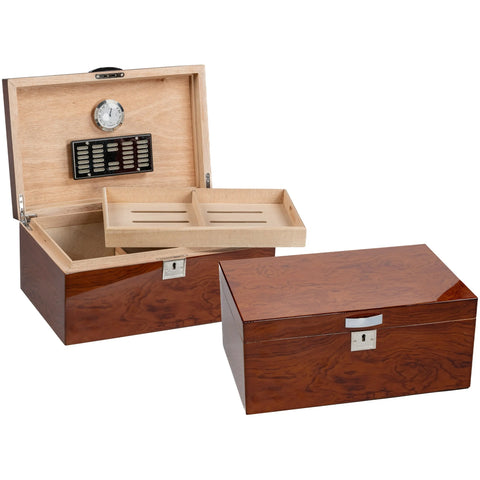 Princeton Bubinga 130 Ct. High Gloss Cigar Humidor with Magnetic Hygrometer & Humidifier