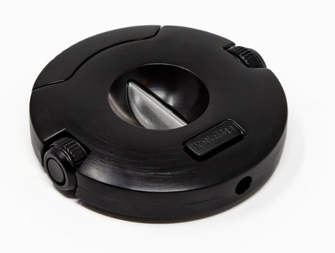 Black Dual-Action Cigar Cutter – V-Cut & Punch-Cut Combo with Stainless Steel Blades