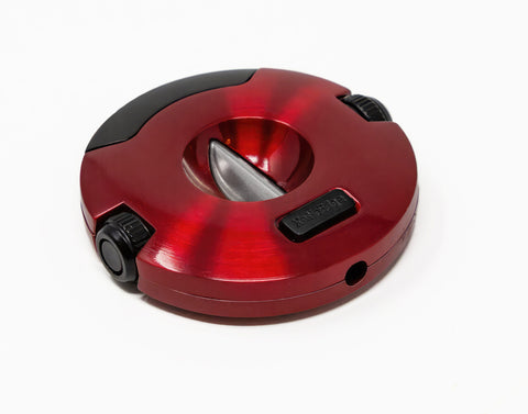 XoticEdge Xceed Red Dual-Action Cigar Cutter – V-Cut & Punch Combo with Stainless Steel Blades