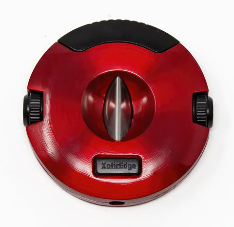 XoticEdge Xceed Red Dual-Action Cigar Cutter – V-Cut & Punch Combo with Stainless Steel Blades