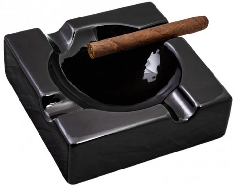 Prestige Import Group Large Ceramic Contemporary Ashtray - High Gloss Black