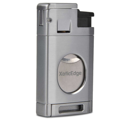 High-Line Triple Torch Lighter with Built-In Dual Guillotine Cutter – Silver Finish