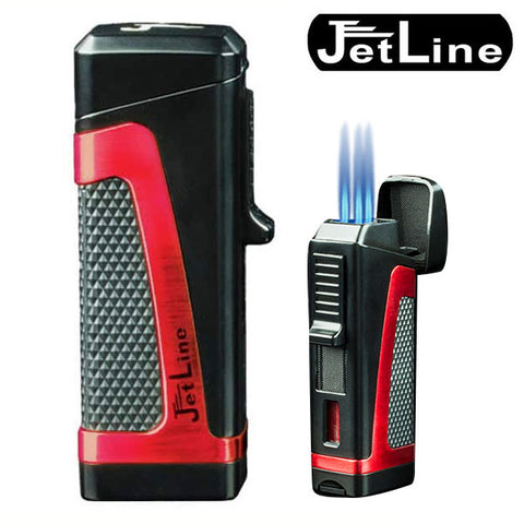 Hurricane II Triple Flame Dual-Action Cigar Torch Lighter – Red