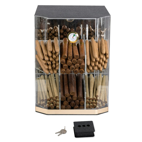 Franklin Acrylic Display Cigar Humidor with 6 Bins & Built-In Hygrometer – Holds Up to 150 Cigars